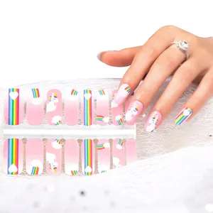 Wholesale non-toxic eco-friendly nail art wraps stickers decals strips custom gel polish nail stickers for girls