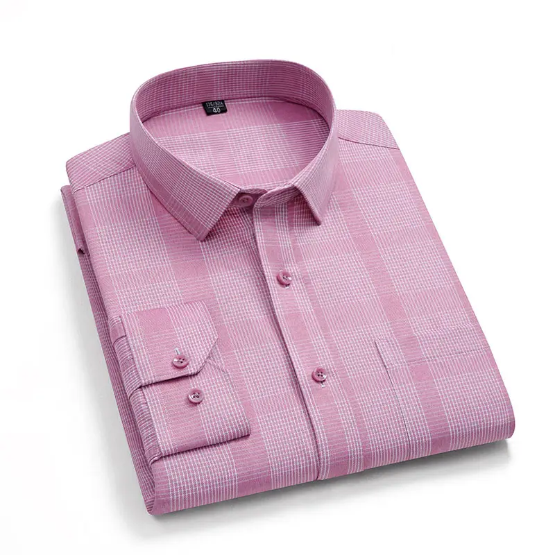 Di alta qualità a maniche lunghe in cotone gent camice di affari di oxford plaid shirt per gli uomini