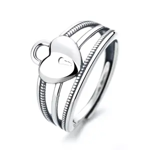 Stainless Steel Fashion Finger Ring Unique Double Hearts Knot 925 Sterling Silver Love Rings Heart Ring 925