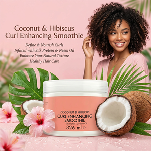 Crème coiffante pour cheveux bouclés à base d'huile de noix de coco à base de plantes, protection contre la chaleur, hydratation, réparation des cheveux - Product Image 2