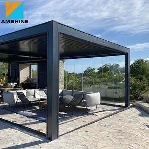 Pergola bioclimatique en aluminium, <span class=keywords><strong>toit</strong></span> à lames motorisées, serre extérieure, systèmes de pergola imperméables pour toute l'année - Product Image 4