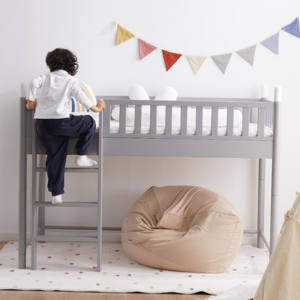 3-in-1 Convertible Grey Solid Wood Loft <b>Bed</b> Space-Saving Kids Bedroom Furniture with Safety Guardrails - Product Image 4