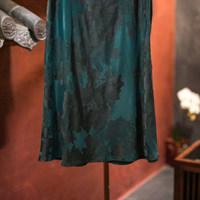 Jupe originale pour femmes, haut de gamme, en soie verte, en gaze Xiangyun, amincissante, au-dessus du genou, élastique, taille haute, 5834