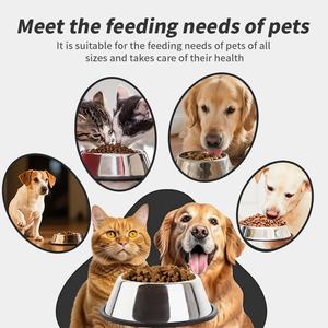 Piring anjing portabel, mangkuk air makanan anjing Stainless Steel, logam kecil besar, karet, mangkuk kucing anti selip - Product Image 3