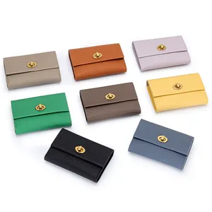 Women's Genuine Leather Business Style Card Holder Designer Logo Pattern ID Card Wallet Clutch Cases