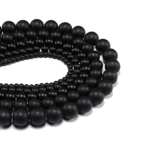 Perles de verre noir givré rondes, perles en vrac pour la fabrication de bijoux et bracelets DIY, 6mm 8mm 10mm 12mm 14mm 16mm - Product Image 4