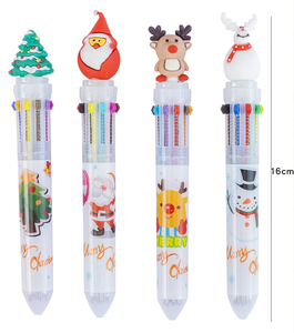 Bolígrafos de diez colores con cabeza de Navidad de dibujos animados tridimensionales, papelería de plástico para estudiantes, suministros escolares, Navidad de 0,7mm - Product Image 6