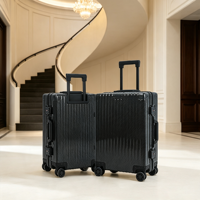 Valise de luxe pour ordinateur portable, à roulettes, texture carbone, coque rigide, antivol, étanche, diverses fonctionnalités disponibles