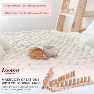 Looma Wooden <b>Weaving</b> <b>Loom</b> Frame Rectangle Standing Type Punch Free DIY Craft Tool for Scarf Blanket Making - Product Image 4
