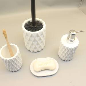 Ensemble de salle de bain moderne en béton avec distributeur et support de <span class=keywords><strong>savon</strong></span> en résine au design élégant pour la maison Accessoire de toilette unique - Product Image 5