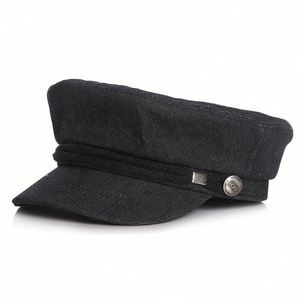 Fashion Flat Top Denim Fabric Captain Cadet Cap <b>Hat</b> <b>for</b> Kid Child - Product Image 2
