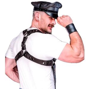 Black Genuine Leather <b>Suspenders</b> With Shoulder Straps For Men Street Style Fashion Spring 2025 Jinhua Made - Product Image 5