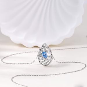 Exquis 925 Sterling Silver Rhodium Plaqué <span class=keywords><strong>Saphir</strong></span> Zircon <span class=keywords><strong>Pendentif</strong></span> Collier Mode <span class=keywords><strong>Goutte</strong></span> <span class=keywords><strong>D</strong></span>'<span class=keywords><strong>eau</strong></span> Conception pour Fiançailles En Gros - Product Image 4