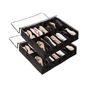 Foldable and Adjustable Nonwoven fabric underbed shoe organizer, high price/performance ratio
