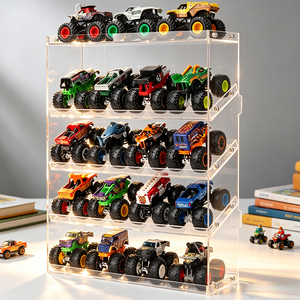 กล่องเก็บของอะคริลิคแบบโมเดิร์น 1 ชั้น สำหรับรถบรรทุก Monster Jam  จัดแสดงได้ 20 คัน  ออกแบบมาเพื่อการจัดวางแบบเอียง  เป็นมิตรกับสิ่งแวดล้อม - Product Image 1