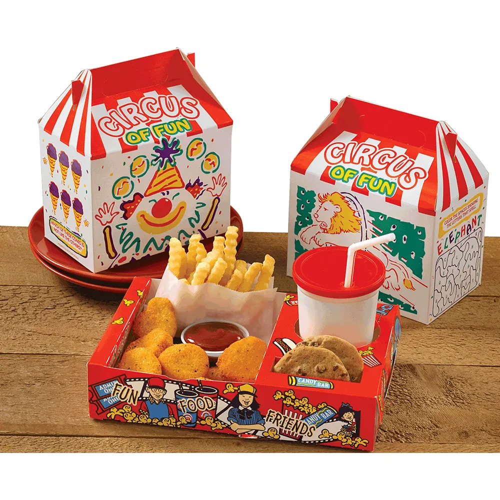 Caja de regalo con logotipo personalizado impreso Happy Share, caja de regalo para fiesta de cumpleaños para niños, embalaje de juguetes, caja de papel para niños de comida rápida