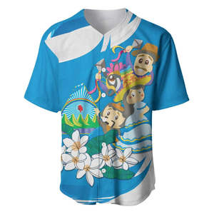 Camiseta de Béisbol del Día de la Independencia de <span class=keywords><strong>Nicaragua</strong></span> Desde 1821, Concepto de Cultura Nicaragüense, Camisetas de Béisbol Personalizadas de <span class=keywords><strong>Nicaragua</strong></span> con Botones - Product Image 3