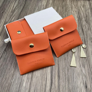 Nouveaux sacs d'emballage pour bijoux, pochette à bijoux orange avec logo personnalisé - Product Image 2