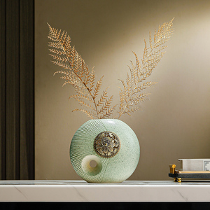 Nuovo Arrivo: <span class=keywords><strong>Vaso</strong></span> <span class=keywords><strong>in</strong></span> Ceramica Artigianale Texturizzato con Dettagli Dorati - Ornamento Decorativo per Hotel e Mobile TV del Soggiorno - Product Image 4