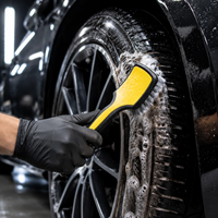 Brosse de nettoyage de pneus de voiture jaune et noire ATUO TIGER, brosse de nettoyage de tapis, brosse à récurer les pneus, brosse de detailing automobile