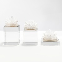 Maxery Cristal blanc de luxe Accessoires de décoration de la maison Colonne en cristal naturel Fleur Décoration intérieure de la maison