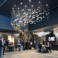 Lustre en verre LED personnalisé avec de grandes plumes, décoration pour villa, hôtel, hall d'entrée, salle de banquet
