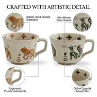 Taza de Café de Cerámica Kingze de 300 ml (10 oz) con Logotipo Personalizado, Pintada a Mano, Estilo Rústico, para Cafetería o Restaurante