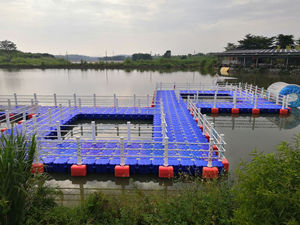 Pontons flottants modulaires en plastique HDPE avec accessoires à piston, quai flottant robuste pour les lacs, les rivières et les côtes - Product Image 6