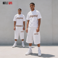 Ensembles de t-shirts et shorts pour hommes, deux pièces, oversize, 100% coton, haute qualité, imprimé léopard, logo personnalisé, fabricants de vêtements