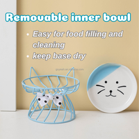 Bol d'alimentation pour chat en céramique multicolores, surélevé et amovible, facile à nettoyer, avec support en fer robuste