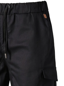 Dropshipping กางเกงคาร์โก้แบบลำลองของผู้ชายผ้าโพลีเอสเตอร์100% สีทึบผ้าไม่ทอสวมใส่ได้พอดีปกติพร้อมเชือกผูก - Product Image 5