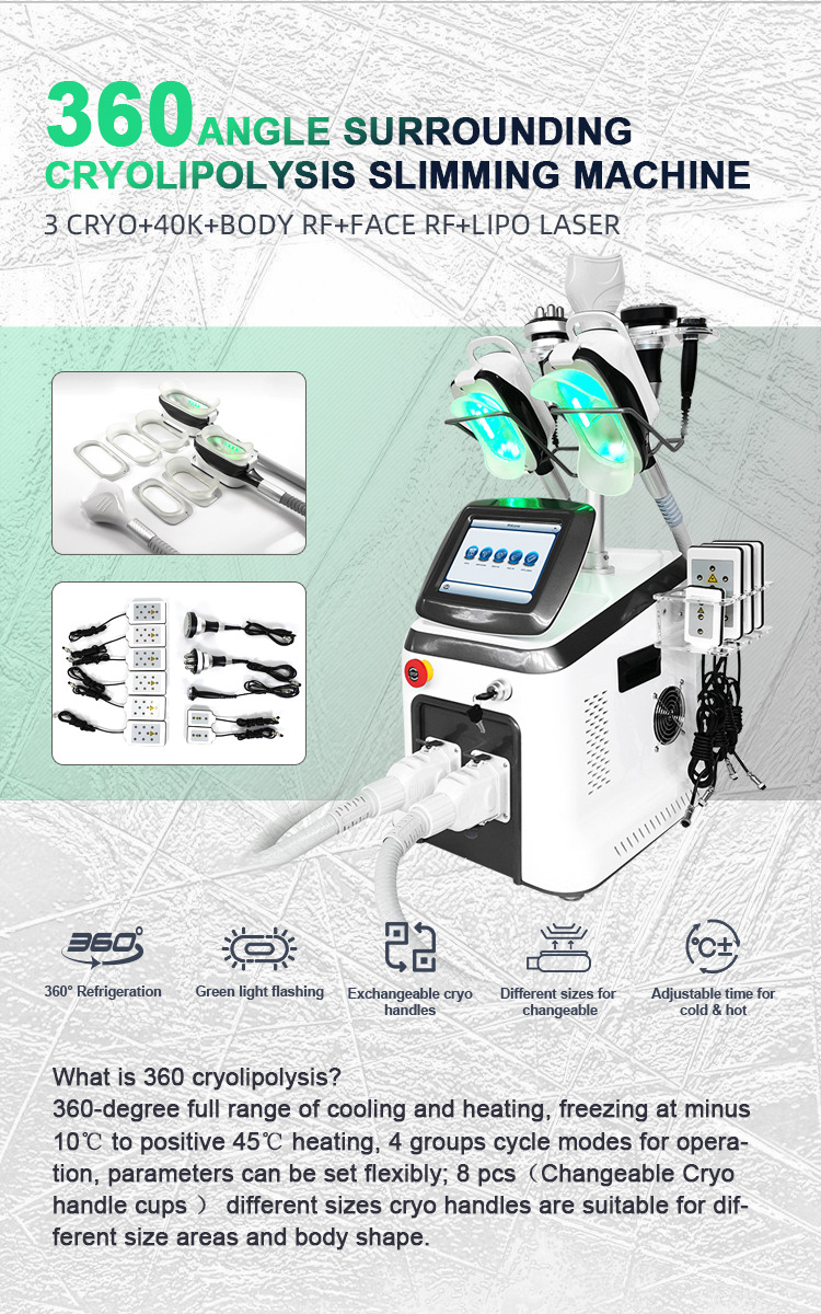 Crio Cavitation Rf Lipolaser Double Chin Cryo Machine loss weight Cool fat freezing Slimming System