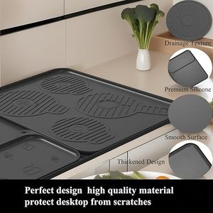 Tapis coulissant pour machine à crème glacée et machine à glace molle NC700/500/300-25 X 15, tapis de comptoir en silicone avec rainure de drainage - Product Image 5