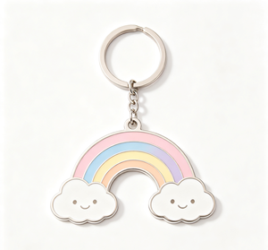 Rainbow Enamel Metal Key Chain Stainless Steel Pendant <b>Keyring</b> Cloud <b>Charm</b> Gift Accessory - Product Image 2