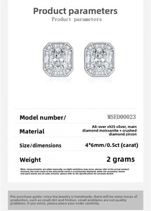 Pendientes de Plata 925 Originales con Diamantes de Corte Esmeralda Ovalados Brillantes de 1-12 Quilates, Color D, Moissanita, Joyería para Mujer - Product Image 5