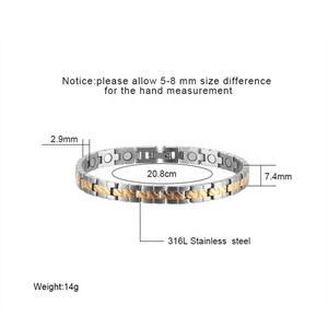 Pulsera de Salud Magnética de Neodimio con Cadena de Titanio Puro Chapada en Oro de 18K PVD, Energía para la Presión Arterial, 3500 Gauss - Product Image 2