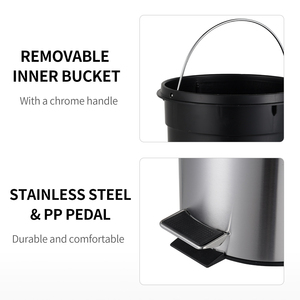Poubelle et bac à recyclage ovale en acier inoxydable à pédale à fermeture douce avec fonction poubelle, capacité de 7 L, utilisation intérieure/extérieure - Product Image 6