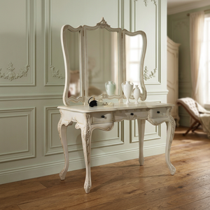 French Louis Style White <b>Dressing</b> <b>Table</b> Makeup <b>Table</b> Vanity <b>with</b> Mirror for Bedroom Set Furniture Wooden Solid Mahogany Antique - Product Image 2