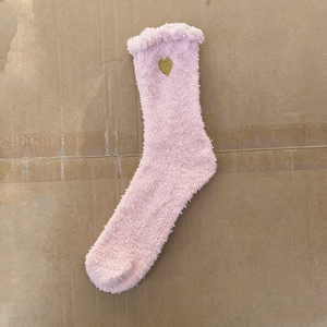 <span class=keywords><strong>Chaussettes</strong></span> moelleuses pour femmes, broderie en forme de cœur, décoration, automne hiver, épaisses, chaudes, multicolores, mi-mollet - Product Image 6