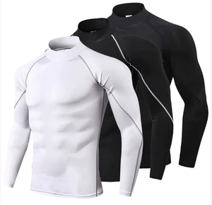 Camiseta deportiva de cuello alto para <span class=keywords><strong>hombre</strong></span>, Camiseta deportiva de compresión, camiseta de compresión para gimnasio, camiseta de baloncesto con cuello redondo para correr, <span class=keywords><strong>manga</strong></span> <span class=keywords><strong>corta</strong></span> - Product Image 5