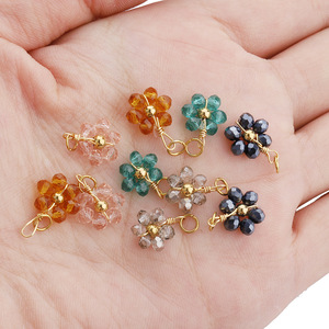 Pendentifs en forme de fleur de cristal, breloques en forme de marguerite, imitation perle, bijoux faits à la main pour boucles d'oreilles, usage quotidien, unisexe - Product Image 2