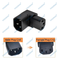Adaptateur d'extension d'alimentation à angle droit IEC mâle C14 à C13 femelle 90 degrés vers le bas pour PDU et UPS, connecteur 3 broches 250V 10A IEC320