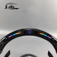 Volant personnalisé en fibre de carbone forgée bleue avec écran LED et palettes de changement de vitesse pour Volkswagen GTI MK7 Golf R