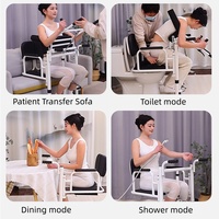 Silla de transferencia de elevación de pacientes hidráulica 4 en 1 con asiento dividido de 180 ° que Incluye mesa de inodoro y bandeja para rehabilitación