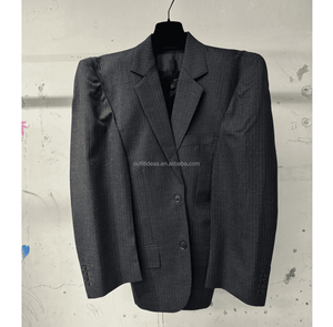 Boxy Fit unisexe femmes noir épaule carrée forte épaule carrée veste rembourrée épaule double boutonnage laine <span class=keywords><strong>blazer</strong></span> pour hommes - Product Image 5