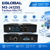 EGLOBAL Nouvel ordinateur industriel sans ventilateur Intel Celeron J4125 SSD Mini PC 8 USB Double écran Faible consommation