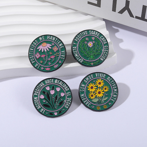Interesante Citas de flores españolas Optimista Y Positivo Sobre Cada Elección Esmalte Pins Broches redondos divertidos Insignia de solapa Joyería - Product Image 1