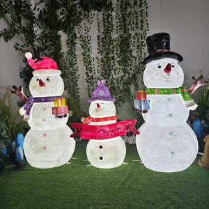 Decoración Navideña con Luz LED de Resina de Fibra de Vidrio con Motivo de Muñeco de Nieve para Exteriores - Product Image 1