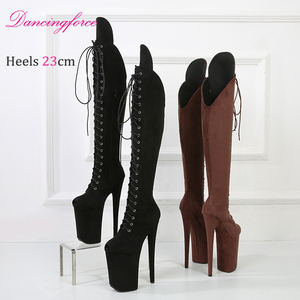 23cm Faux Suede Sexy Pole Dancing <span class=keywords><strong>Shoes</strong></span> Super High Heels Style Européen Catwalk Performance Hate Sky Hauteur Augmentation Hiver - Product Image 5