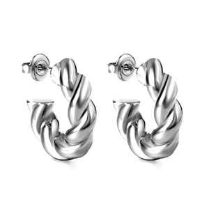 Pendientes de Aro con Diseño de Cuerda Trenzada Retro, Chapados en Oro de 18K, de Acero Inoxidable, Joyería Única para Mujer, Venta al Por Mayor - Product Image 6